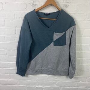 Steve Madden Men's Colorblock Pullover Sweater Long Sleeve Green/Gray Size S